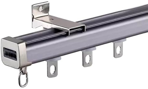 3 bis 26 Fuß lange Traverse-Vorhangschiene aus Aluminium – geräuschloser Vorhangteiler für Wohnzimmer, Schlafzimmer, Küche – an Wand/Decke hängende Vorhangschiene zur Raumtrennung (Wandmonta