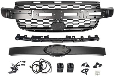 Kompatibel mit Ford Ranger T9 Raptor-Grills 2023–2024, Kühlergrill mit kleinem bernsteinfarbenem Licht, XL XL+ XLS WILDTRACK
