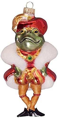 Krebs Glas Lauscha - Weihnachtsdekoration/Christbaumschmuck aus Glas - Weihnachtsbaumanhänger - Motiv: Frosch-Prinz - Größe: ca. 9 cm