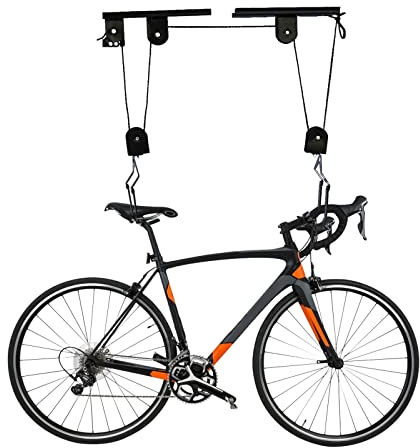 DHQCQL Fahrradhalter, Fahrrad Aufhängung mit Seil, Hochbelastbar Fahrradlift Decke mit Flaschenzug für Fahrräder und E-Bikes, bis 60kg, Haken: 17cm