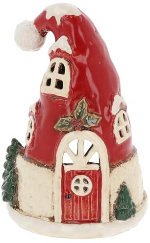 Shudehill Giftware Christmas Village Ceramic Tealight Houses, Red and White Xmas designs, plenty of designs to choose from (Santa House)