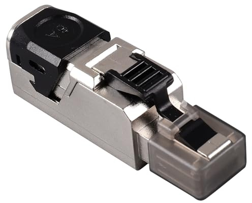 UTHCLO Cata Shielded Pass Through Modular Connector Tool Ethernet Cable End Crimp Gold Plated Corrosion Resistant Reinforced Clip for Gigabit Networks Bend Resistant Design