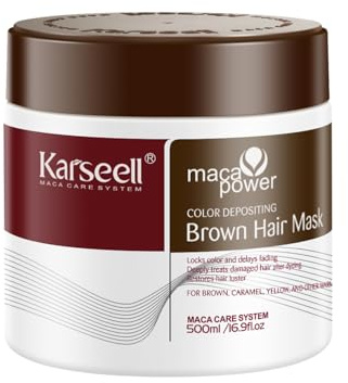 Karseell Braune Farbmaske für Braun Gefärbtes Haar, Farbpflege, 500 ml | Keine Klassische Haarfarbe für Bereits Braun Gefärbtes Oder Aufgehelltes Haar
