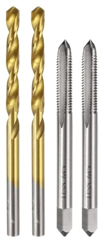 Aboiled Drill Bit Set,M5 X 0.8 Straight Flute Thread Taps and 4.2mm Twist Drill Bits Titanium Coated, HSS6542 Threading Tools