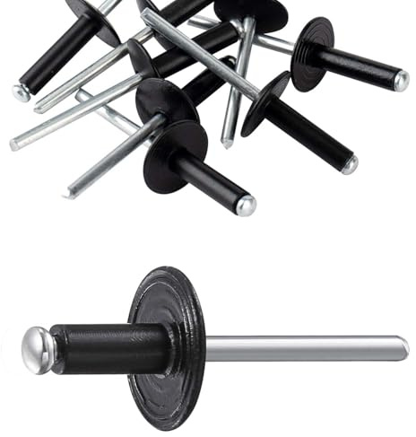 80 Pcs Large Flange Rivets Kit, M4.8 x 13mm Pop Blind Rivets Set | Black Aluminum Blind Rivet Assortment, Rivets For Metal, Plastic Wood Sheet Mounting, DIY (M4.8 x 13)