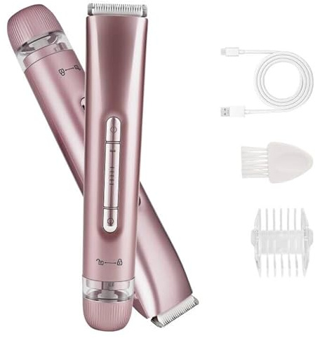 Bikini Trimmer Damen, Damenrasierer, Elektrischer Rasierer für Frauen, HAHTSST 2-in-1 Nass & Trocken IPX7 Wasserdichter Wiederaufladbarer Schmerzloser Körperhaarschneider für Gesicht, Beine