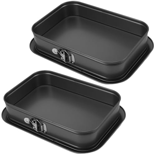 KOHAND 2 Pack Rectangle Cheesecake Tin 35x24cm, Cake Tin with Removable Bottom, Springform Cake Pans for Baking, Carbon Steel, Dishwasher Safe