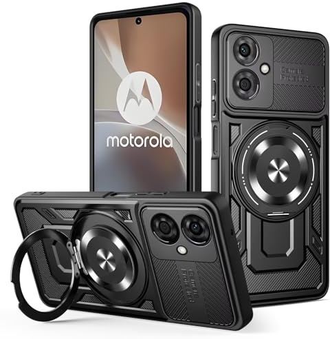 COMAKU Ultra Panzerhülle für Motorola Moto G54 5G, TPU+PC StoßFest Hülle mit Ring Ständer Handyhülle [Vollständiger Kameraschutz Cover] - Schwarz
