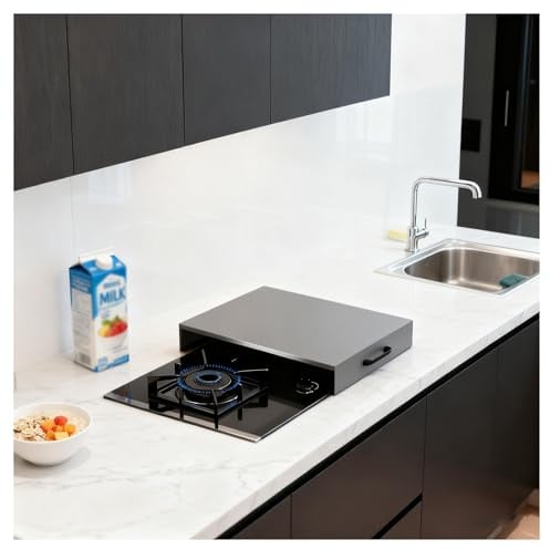Abdeckungen für Gasherde, Wiederverwendbare Abdeckungen Herdplatten Abdeckfolien Küchenherde für Kompakte Küchen, Vorbereitungsbereiche und Wohnungen(Gray,L13.78xW17.72xH2.76IN)