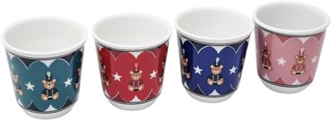 Bialetti Lot de 4 tasses à café colorées Joyful Memories en céramique lavables 70 ml