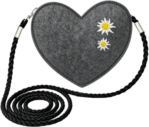 APLOS Dirndl Tasche Damen Herzform | Trachtentasche & Handtasche für Oktoberfest Accessoires, Dirndl Zubehör, Herztasche, Trachten Tasche & Dirndltasche