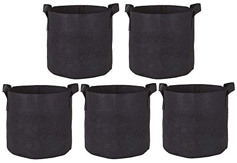 ZILONG 5 Pack 3 Gallon Grow Bags Breathable Nonwovens Fabric Pots Potato Tomato Strawberry Vegetable Fruit Plant Garden Planter Bags w/Handles