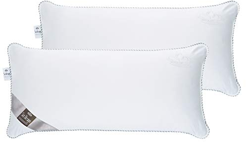 sei Design Doppelpack Kopfkissen 40x80 SWAN DE Luxe | 100% Baumwollbezug | Mikrofaserfüllung - Schlafkissen mit DAUNENGEFÜHL | Öko-Tex 100