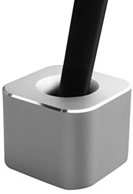 TOPBATHY Single Pen Holder For Desk Aluminium Alloy Pen Stand Single Pencil Holder Base Desktop Creative Ornament for Home Office School (Silver)