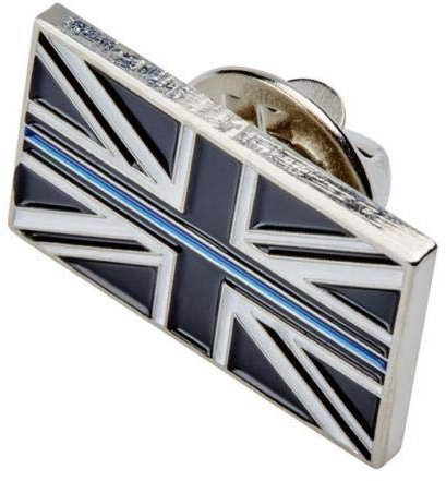 Thin Blue Line Union Jack UK GB Metal Tie Pin Lapel Badge