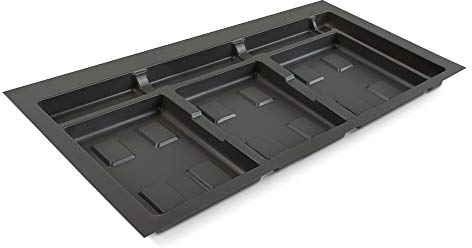 Emuca - Base Recycle para contenedores de cajón cocina, 3 huecos, Base módulo 90cm (836x482mm), Plástico gris antracita