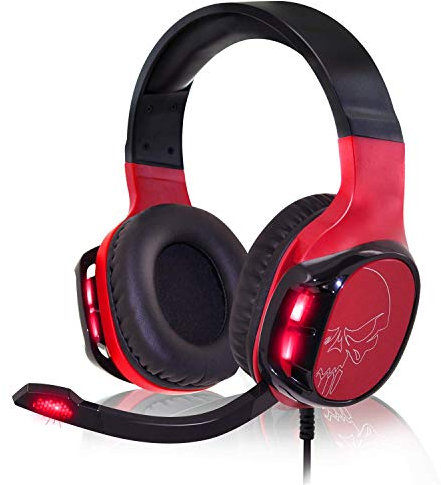 Spirit Of Gamer – ELITE-H60 – Casque Rouge Audio Pro Gamer - Simili Cuir - Microphone – Rétro Eclairage LED Rouge des Ecouteurs – Compatible Multiplateforme PC / PS4 / Xbox One