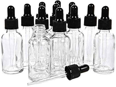 Minkissy 12Pcs Glass Dropper Bottles Clear Essential Oils Bottles with Glass Eye Droppers Refillable Empty Bottles for Liquid Aromatherapy Essential Oils(30ml)