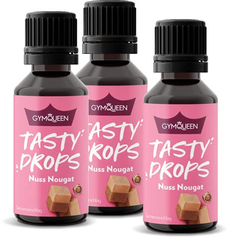 GymQueen Tasty Drops, Nuss Nougat, 3x30ml, Flavour Drops ohne Kalorien