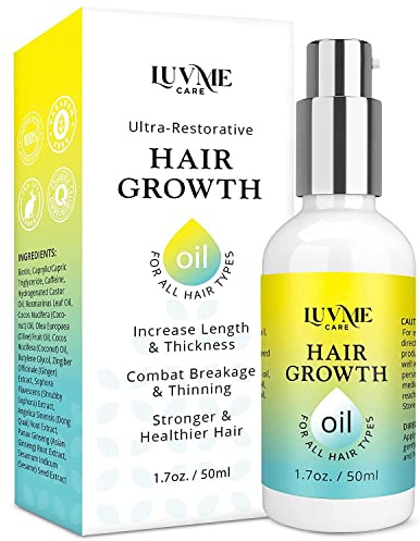 Luv Me Care Biotin Hair Growth Oil Hair Growth Serum for Thicker Longer Fuller Healthier Hair, Prevent Hair Loss & Thinning, All Natural Vitamin Rich Treatment, Women & Men, All Hair Types 1.7 oz