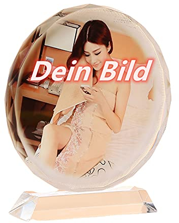 Photo en verre personnalisé sur verre cristal K9 - Personnalisable - Cadeau photo avec vos propres photos et textes (Taille S, forme de tournesol)