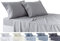 Todocama Bettwäsche-Set, 4-teilig, Spannbettlaken, Bettlaken, 2 Kissenbezüge, 50 x 80 cm, für Bett 200-200 x 190/200 cm, Hellgrau