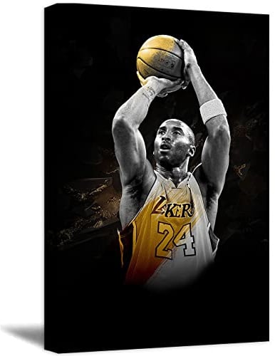 ZHONGYUTONG Kobe Bryant Kunstdruck auf Leinwand Basketball Sportspieler Wandbilder Poster Basketball Fan Wanddekoration Geschenke für Jungen Schlafzimmer (30x45cm Gerahmt)