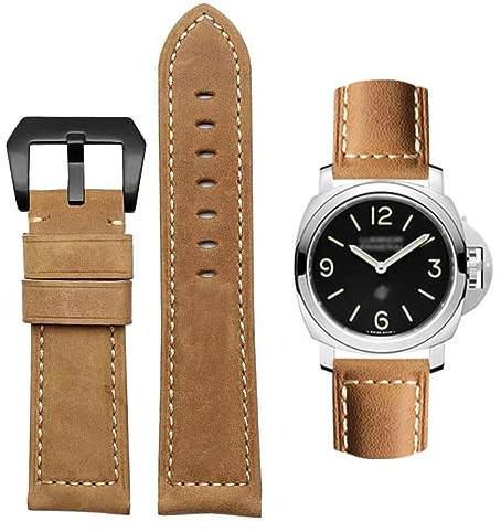 AIYIRUO Uhrenarmband, Vintage Leder Ersatz Armband,Armband für Uhren, Echtleder Ersatzarmband 20mm 22mm 24mm 26mm für Panerai
