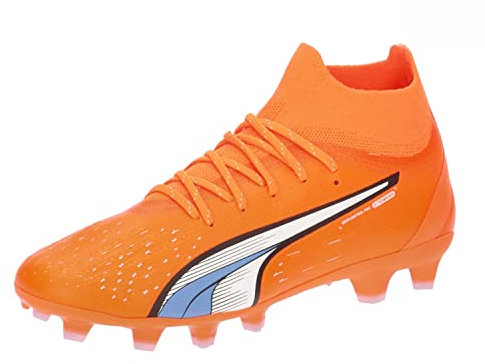 PUMA PRO FG/AG JR Fussballschuh, Ultra ORANGE White-Blue Glimmer, 34 EU