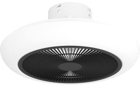 EGLO Deckenventilator mit Beleuchtung Sayulita, Ventilator Decke dimmbar mit Fernbedienung, Timer und 3 Geschwindigkeiten, Kunststoff in schwarz-weiß, warmweiß - kaltweiß, Ø 45,5 cm