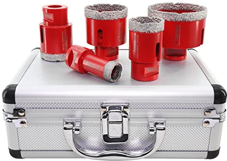 SHDIATOOL Diamant Bohrrone Fliesenbohrer 20/35/40/50/68MM mit Koffer Set 5-teilig Diamant Lochsäge für Fliesen,Granit Feinsteinzeug M14-Aufnahme Trockenbohren