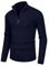 Sailwind Jerseys 1/4 Cremallera Cuello Polo para Hombre Manga Larga Tops Cuello Tortuga Cosido Cuarto De Cremallera Jersey De Punto (Azul Marino, L)