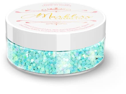 MARBLERS Cosmetic Grade Chunky Glitter [Mermaid Light Blue] 0.18oz (5g) | Flake | Shape | Non-Toxic | Cruelty-Free | Eyeshadow, Nail Polish, Nail Art | Festival, Rave, Party Makeup | Body & Face