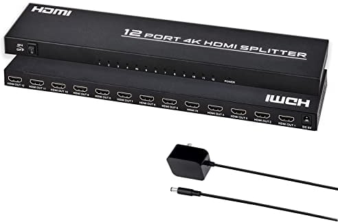 TCNEWCL 4K HDMI Splitter 1 in 12 Out Gleichzeitig 1x12 Audio Video HDMI Verteiler mit Netzteil, Unterstützt 3D, HDCP, Kompatibilität mit HDTV, Xbox, PS4, Blue-Ray Player, Projektor