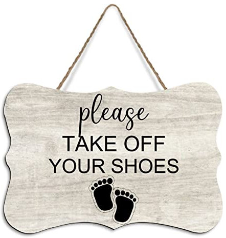 Rustic Hanging Wood Sign Please Take Off Your Shoes Wooden Plaque Sign Home Wall Art Decor for Living Room Bedroom Farmhouse Office 4x6