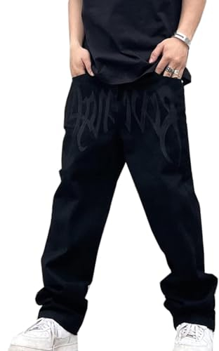 Herren Baggy Jeans Y2K Streetwear Skateboard Jeanshosen Stickerei Vintage Jungen Jeans Hip Hop Style Breite Hosen