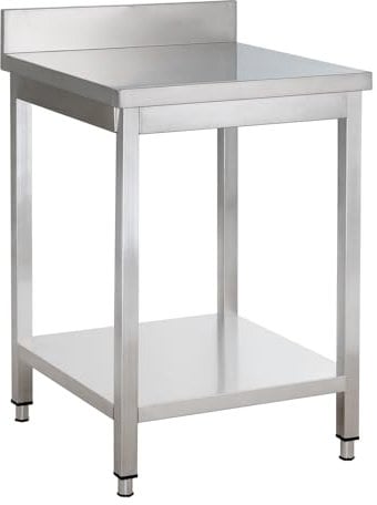 GastroHero Edelstahl Arbeitstisch I Arbeitstisch 80x70 cm mit Grundboden und Aufkantung I Edelstahltisch für Gastronomie I Gasto Tisch AISI 201