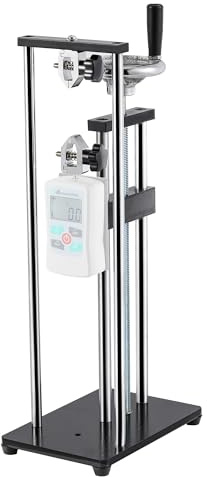 Mxmoonfree Force Gauge Stand Manual Force Test Stand Push Pull Gauge, Hand Wheel Operated, with 250mm/9.8’’ Stroke, 2 Pcs Testing Clamp, for Compression and Tension Testing (for ZMF model Force Gauge)