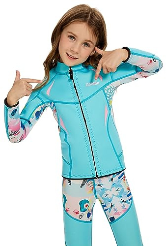 GoldFin Kids Wetsuit Jackets, 2mm Girls Boys Wetsuits Tops Toddler Neoprene Long Sleeve Keep Warm for Water Sports Diving Surfing Swimming Kayaking