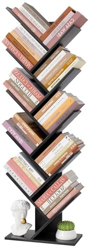 Hoctieon Libreria ad Albero 10 Livelli, Scaffale Autoportante da Pavimento, Organizzatore per Libri con Sistema Archiviatura per Casa, Ufficio, Soggiorno, Camera da Letto,Nero