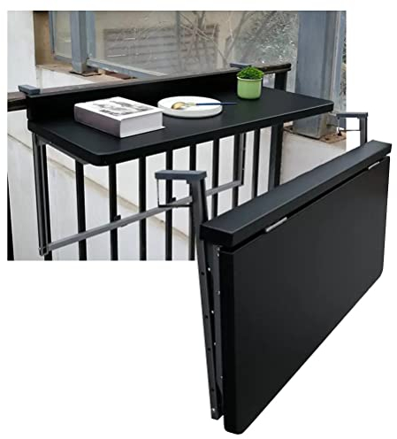 Balkonhängetisch Balkongeländer-Klapptisch aus schwarzer Aluminiumlegierung, Mini Fold-Hängetisch for Gartenterrassendeck, multifunktionaler Couchtisch (Size : 120x40cm)