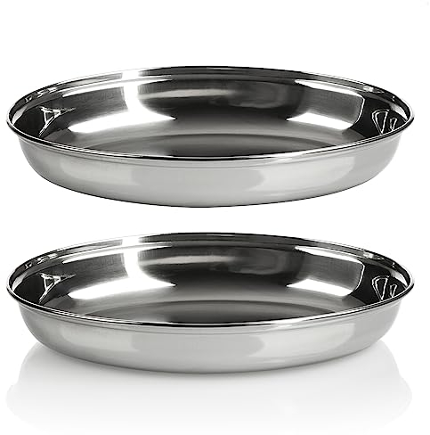 com-four® 4x Ciotola Ovale - Piatti da Portata in Metallo per Mezze o Antipasti - Ciotole come Conservazione - Ciotola Decorativa Lucida per Presentare Frutta e Snack (2 x 26 cm)