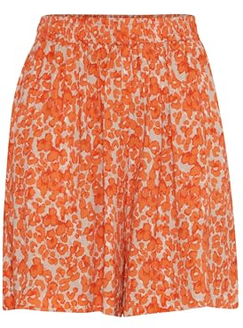 ICHI IHAYA SHO Damen Shorts Kurze Hose Bermuda mit Eingrifftaschen Gemustert Loose fit, Größe:40, Farbe:Coral Rose Leo AOP (203004)