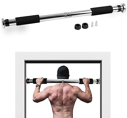 ZENO Pull Up Bar | Pull Up Bar Doorway 72-102CM | Door Pull Up Bars for Push Ups, Chin Ups, Press Ups, Stretching | Heavy Duty & Adjustable | Easy To Install | Soft Comfortable Grip | Chrome