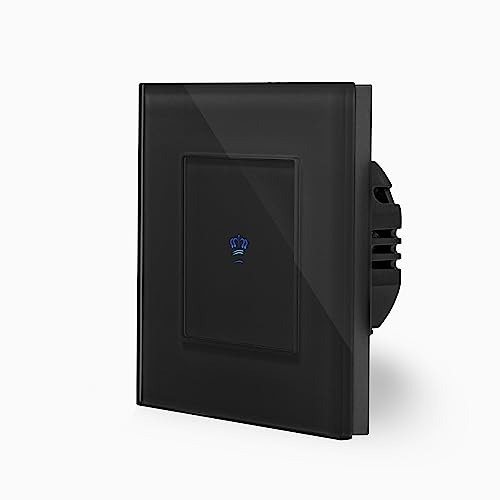 KRONE einfacher Touch Wechsel Dimmer Lichtschalter Ein/Aus dimmbar 1-Fach im Glasrahmen in schwarz 1-Weg Glas Berührungs Wandschalter Wechselschalter zum dimmen von mehreren Orten Luxus-Time