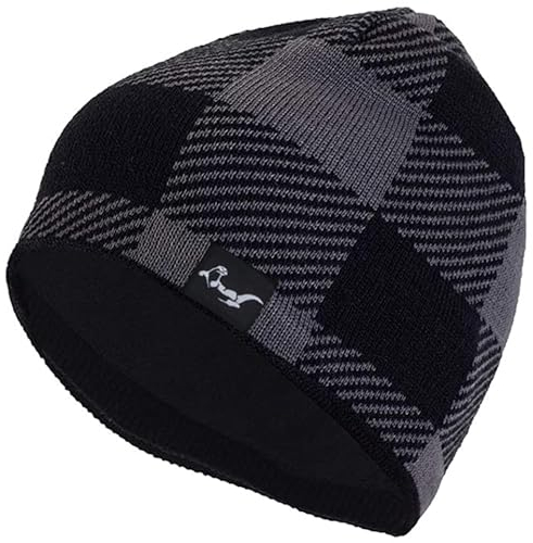 Wasserdichte Unisex Beanie Mütze für Damen & Herren - Warme Wintermütze mit Weichem Fleecefutter in Ideal zum Laufen, Skifahren, Snowboarden. (DE/NL/SE/PL, Alpha JASPO, Einheitsgröße, Schwarz - Grau)