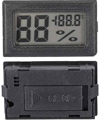 Stabiles Schwarz/Weiß Thermometer Hygrometer mit Großem LCD Bildschirm, Digitalem Durale Hygrometer, Kompaktem Design, Reptilienbehälter für Inkubator Brutapparate (Schwarz)