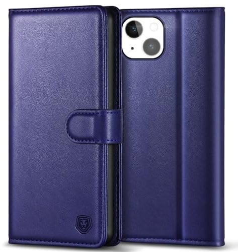 Kuafcase Compatible for iPhone 14 Plus Case with 4 Card Slots Magnetic Closure Kickstand Shockproof Protective Phone Case Compatible for iPhone 14 Plus - Blue