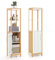 LIFEZEAL Armoire Haute en Bambou avec Compartiments, Meuble Colonne, Meuble de Rangement pour Salle de Bain, Couloir, Cuisine, Salon, 30 x 30 x 129 cm
