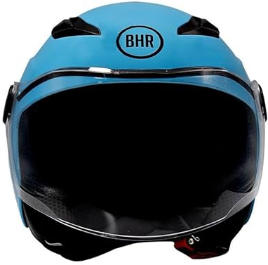 Casco Moto Bambino Demi-Jet, BHR 838 CHILDREN, Casco Scooter per Bambini/Bambine Omologato ECE 22.06, Visiera Antigraffio e Sgancio Micrometrico, Blu, S